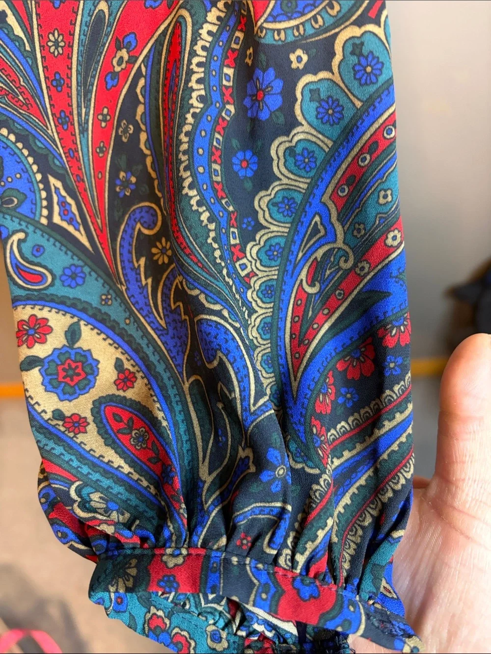 Lauren Ralph Lauren Red and Blue Paisley Ruffle-Tiered Maxi Dress NWOT